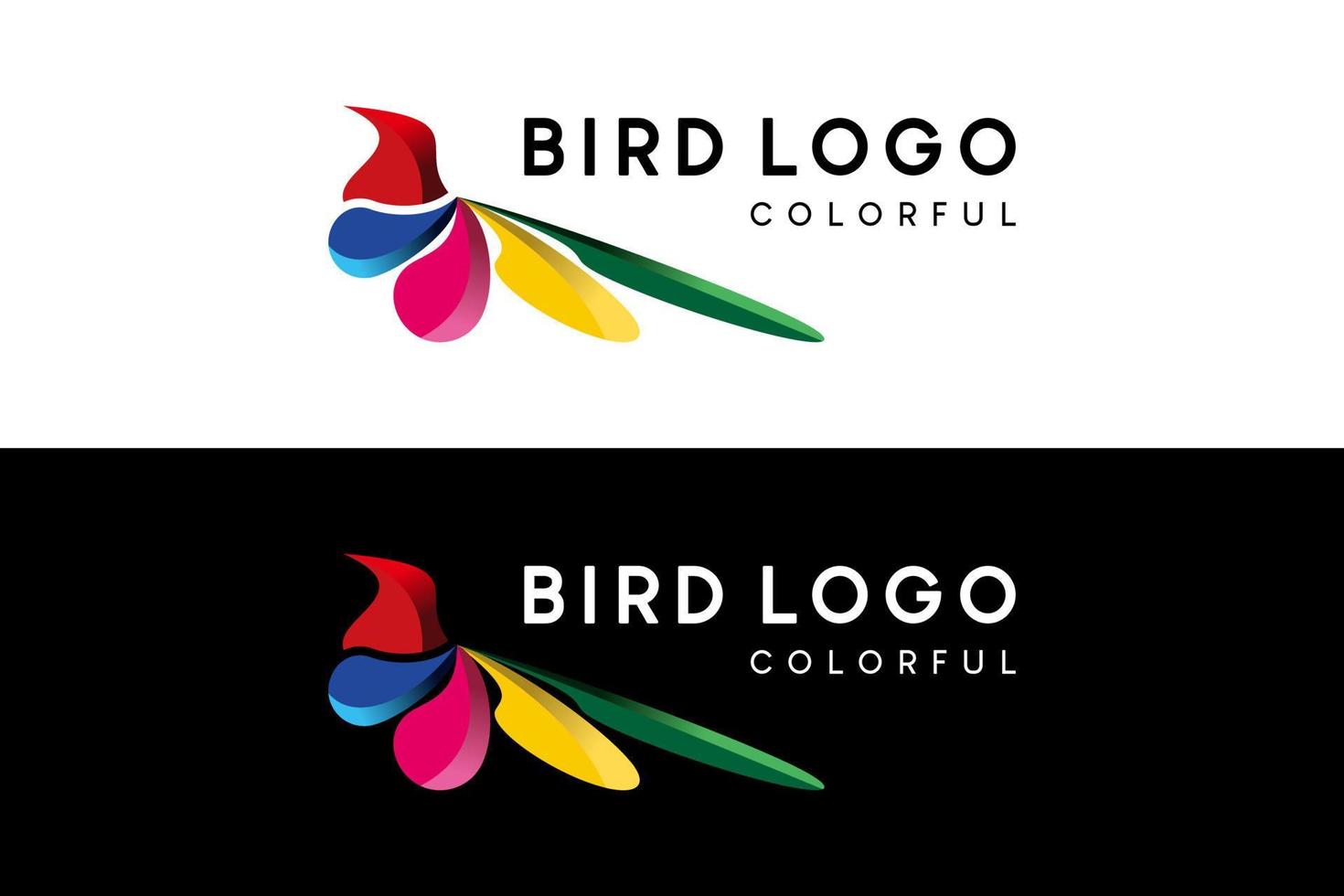 Simple colorful abstract gradient bird logo design vector