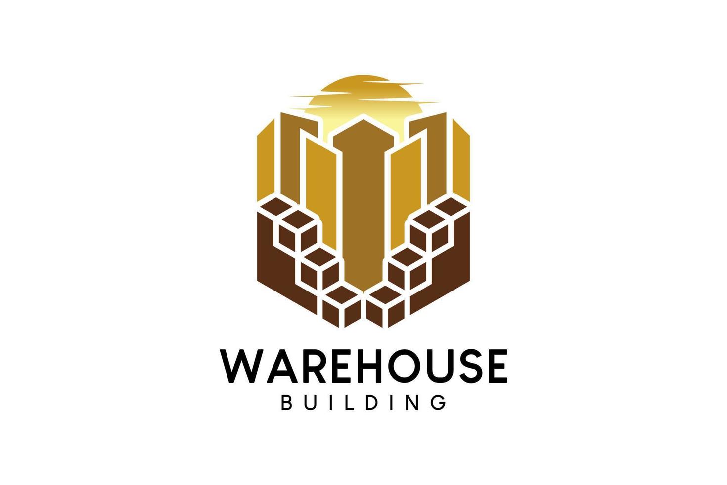 Warehouse building or goods warehouse logo design, vector illustration