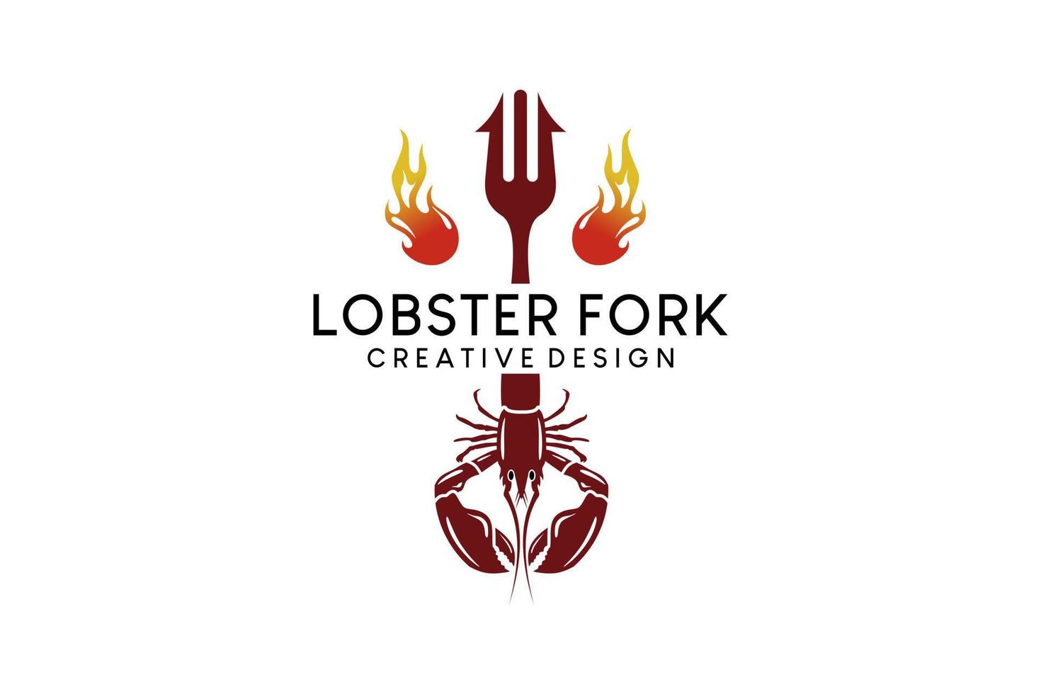 Lobster logo in vintage style, lobster and fork combination logo template design vector
