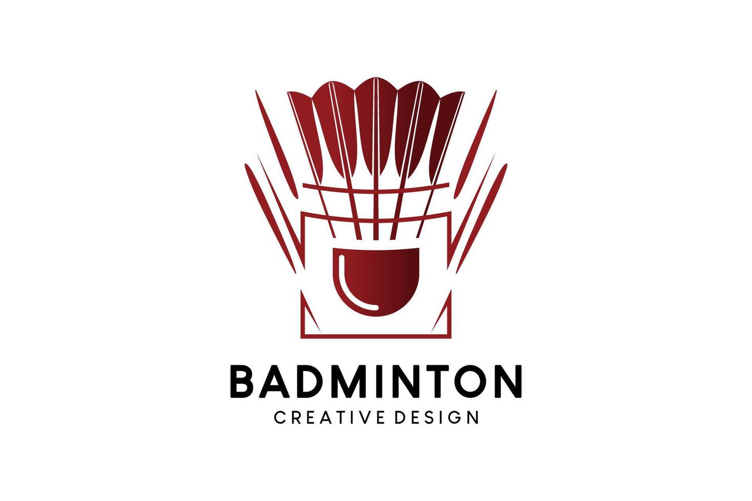 Badminton logo design with creative abstract feather shuttlecock silhouette vector