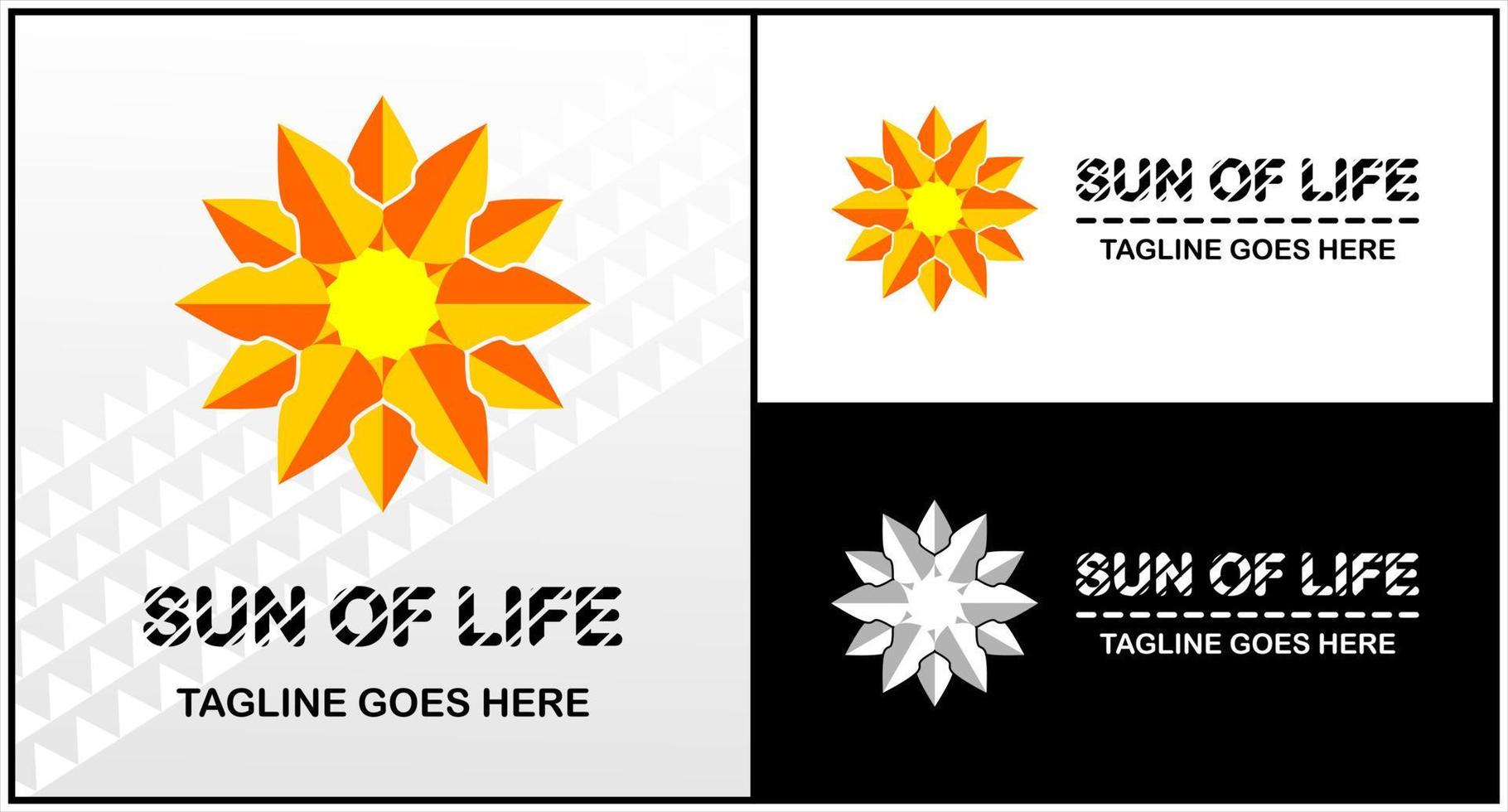 elementos de diseño vectorial para el logotipo de su empresa, logotipo para grupos o individuos, logotipo de sol tribal de fuego de flor puntiaguda, logotipo moderno, simple y minimalista, coincide con el logotipo que desea vector