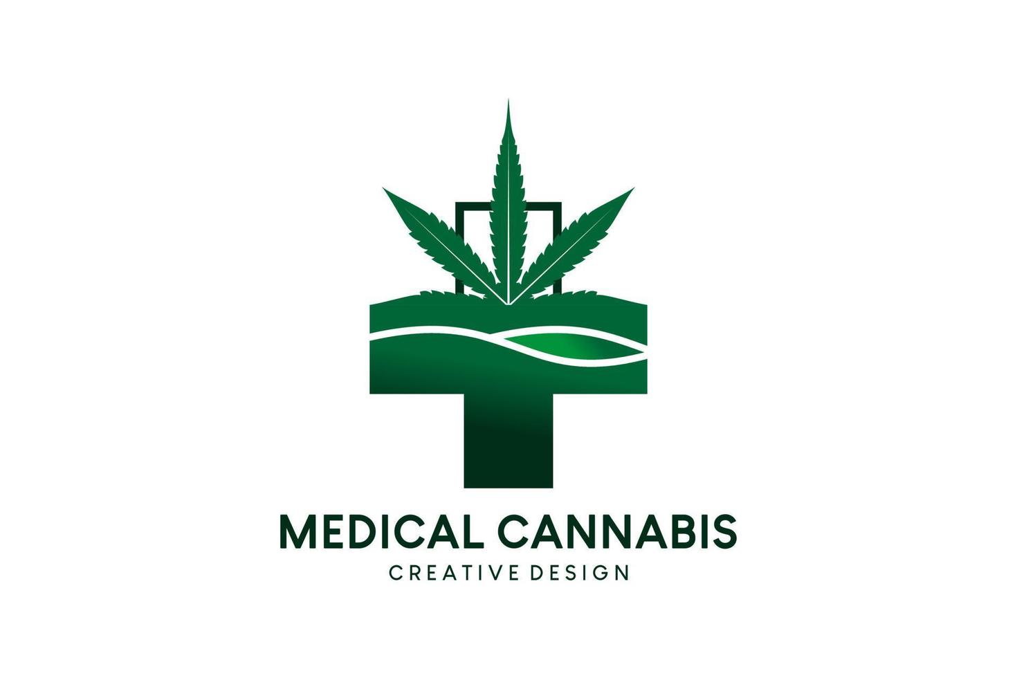 Medical cannabis icon plus logo design with creative simple concept vector