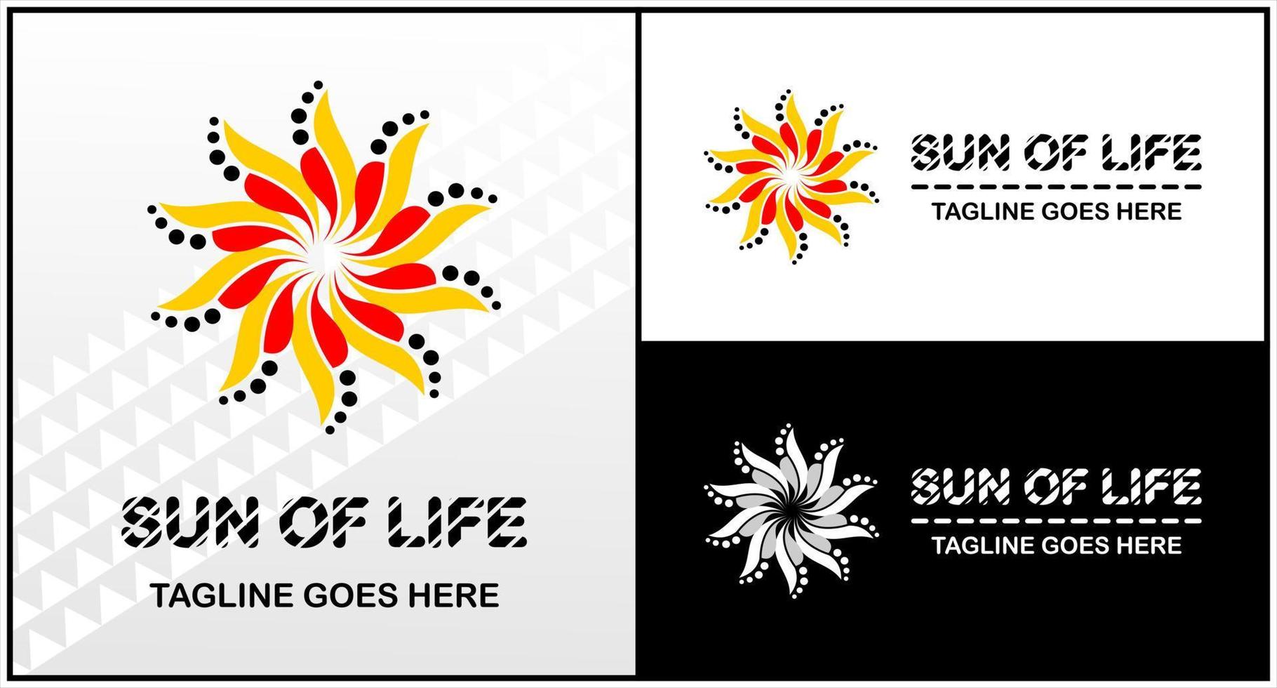 Vector design elements for your company logo, logo for groups or individuals, sun flower sparks and dots logo, modern, simple and minimalist logotype, matches the logo you want