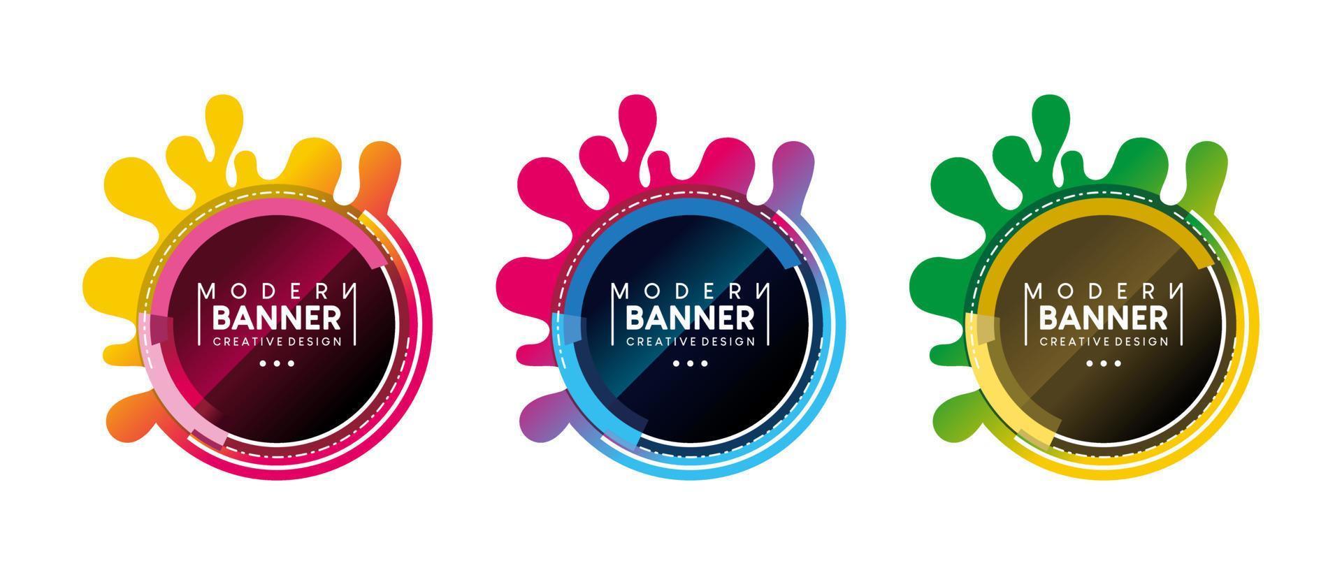 Modern abstract banner element design in different colors vector