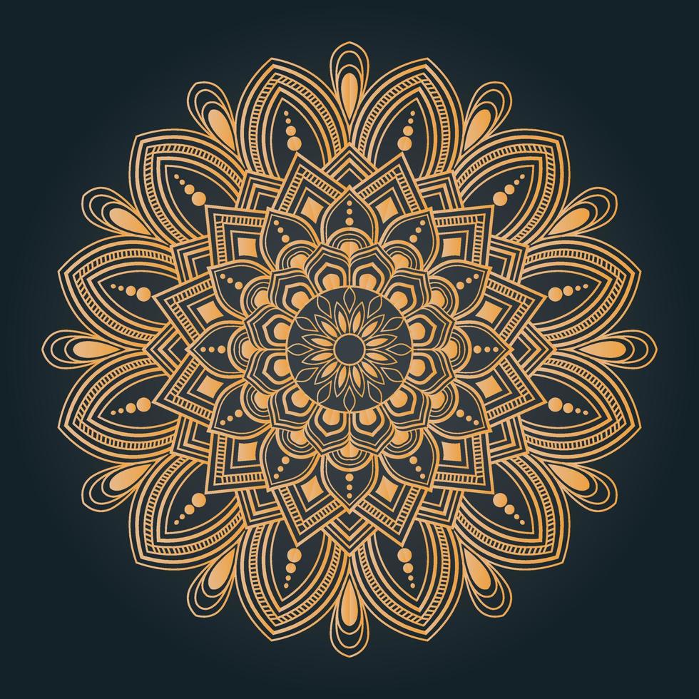 Luxury ornamental and wedding mandala design background in golden color vector