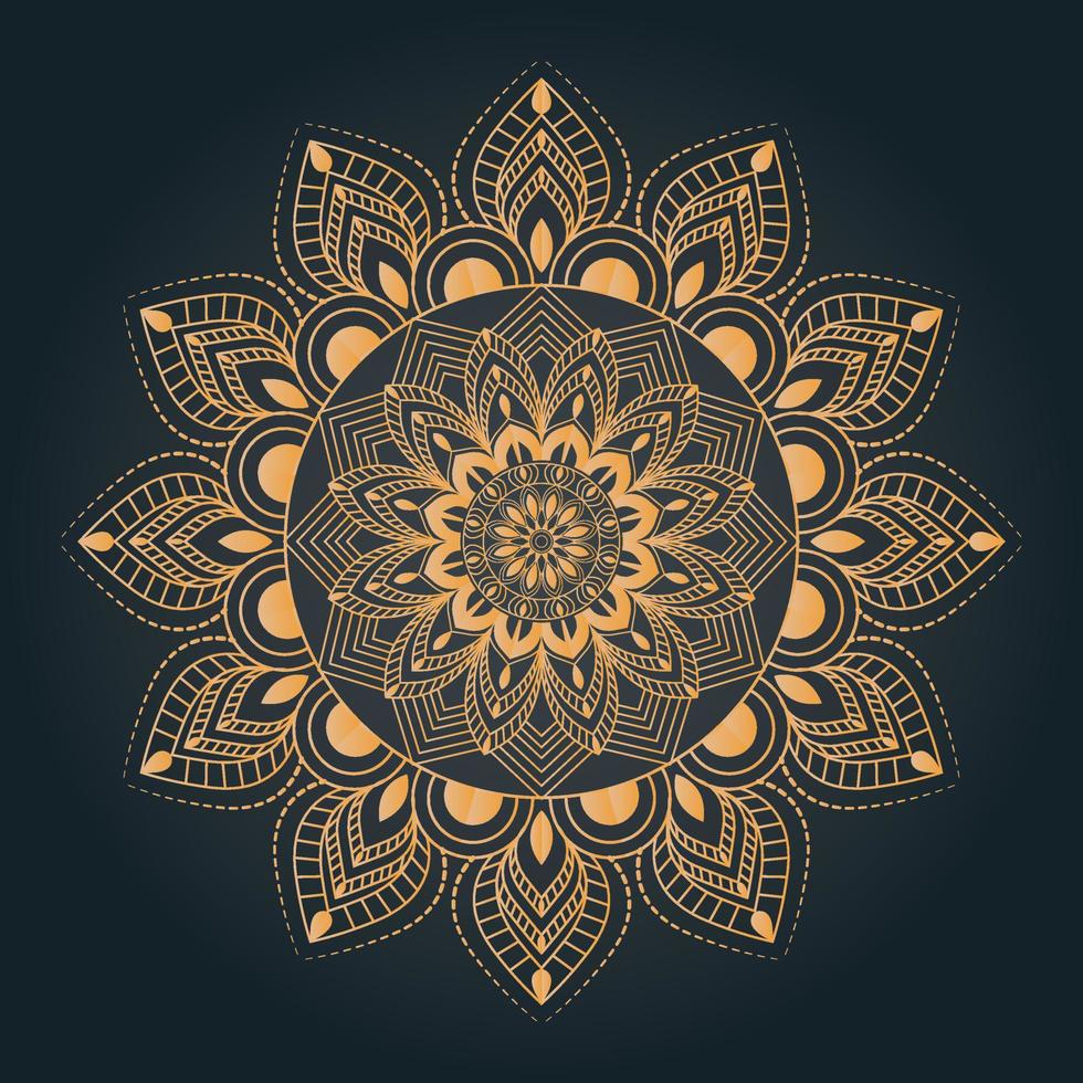 Luxury ornamental and wedding mandala design background in golden color vector