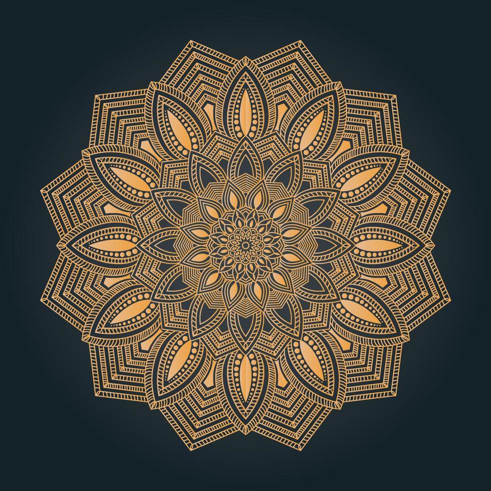 Luxury ornamental and wedding mandala design background in golden color vector