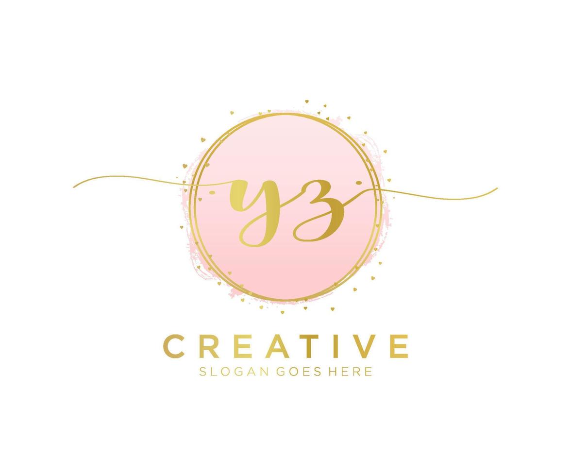 Initial YZ feminine logo. Usable for Nature, Salon, Spa, Cosmetic and Beauty Logos. Flat Vector Logo Design Template Element.