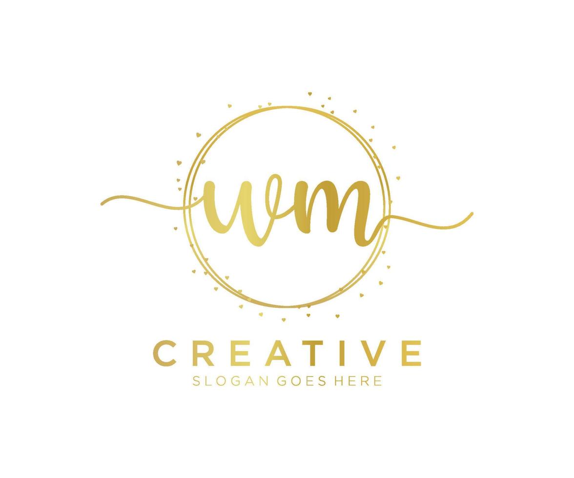 Initial WM feminine logo. Usable for Nature, Salon, Spa, Cosmetic and Beauty Logos. Flat Vector Logo Design Template Element.
