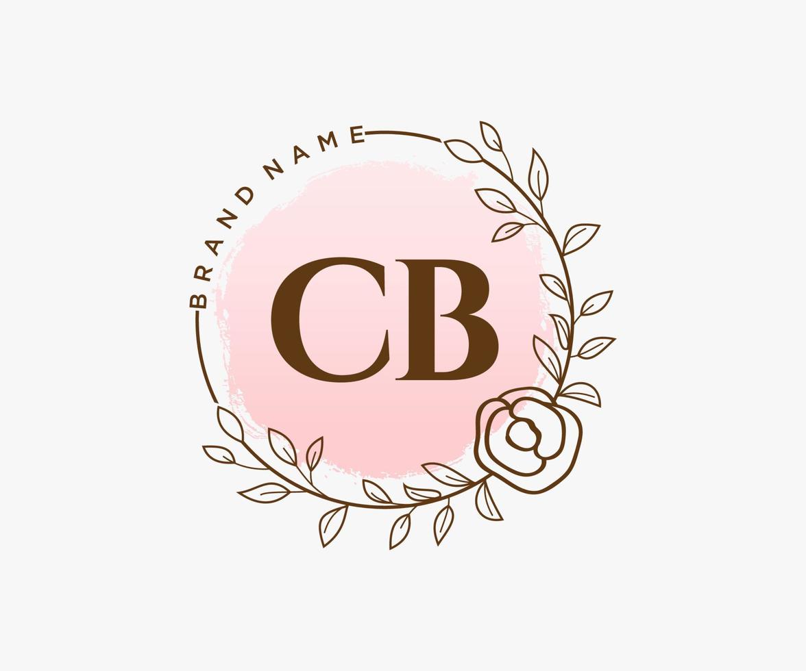 Initial CB feminine logo. Usable for Nature, Salon, Spa, Cosmetic and Beauty Logos. Flat Vector Logo Design Template Element.