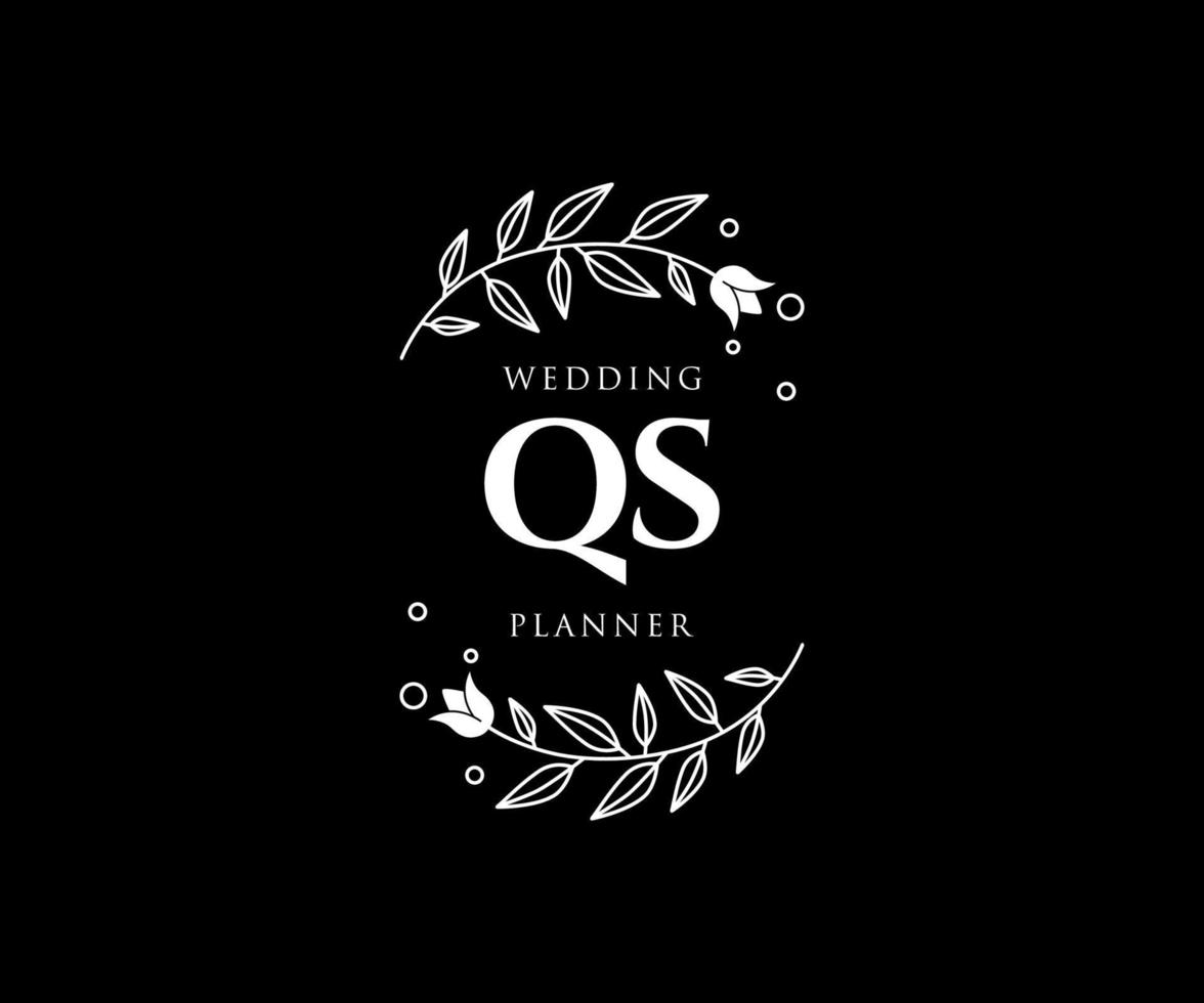 QS Initials letter Wedding monogram logos collection, hand drawn modern minimalistic and floral templates for Invitation cards, Save the Date, elegant identity for restaurant, boutique, cafe in vector