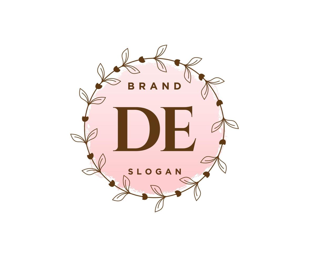 Initial DE feminine logo. Usable for Nature, Salon, Spa, Cosmetic and Beauty Logos. Flat Vector Logo Design Template Element.