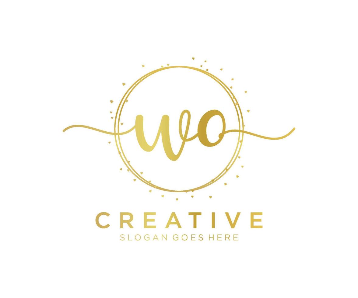 Initial WO feminine logo. Usable for Nature, Salon, Spa, Cosmetic and Beauty Logos. Flat Vector Logo Design Template Element.