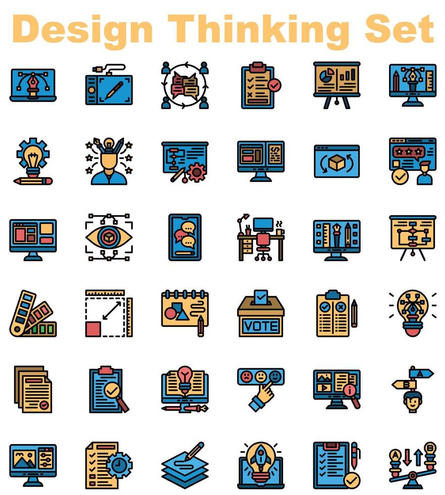 Design thiniking Filled outline icon set vector