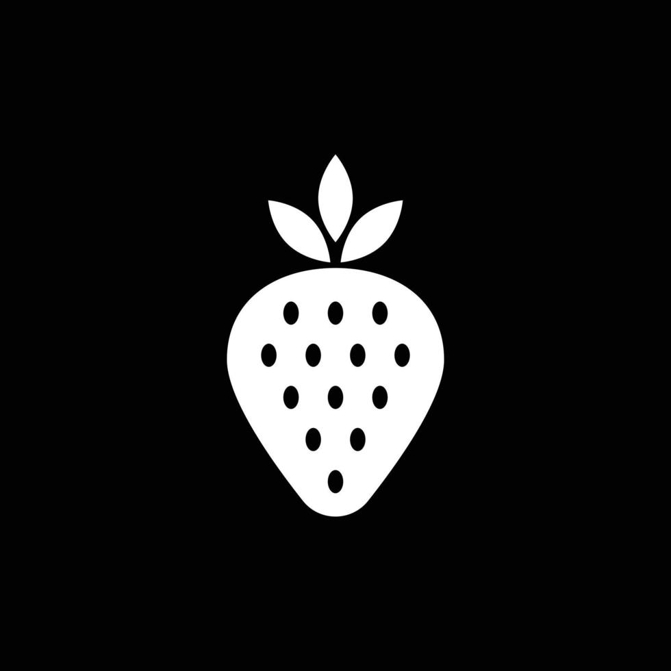 eps10 blanco vector jardín fresa fruta sólido arte icono aislado sobre fondo negro. símbolo de fresas en un estilo moderno simple y moderno para el diseño de su sitio web, logotipo y aplicación móvil