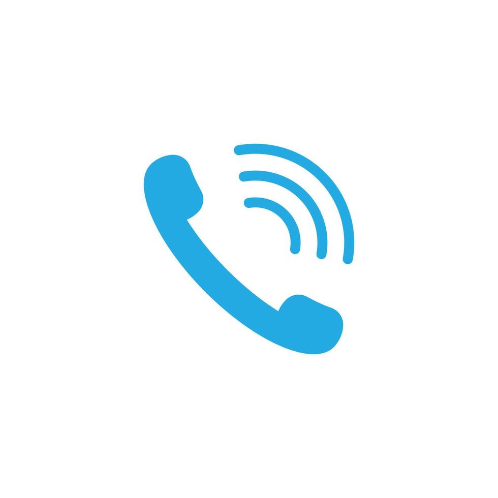 eps10 blue vector phone call or telephone abstract icon isolated on white background. Contact us or hotline symbol in a simple flat trendy modern style for your website design, logo, and mobile app