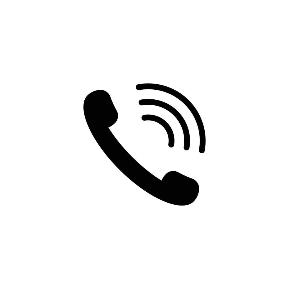 eps10 black vector phone call or telephone abstract icon isolated on white background. Contact us or hotline symbol in a simple flat trendy modern style for your website design, logo, and mobile app
