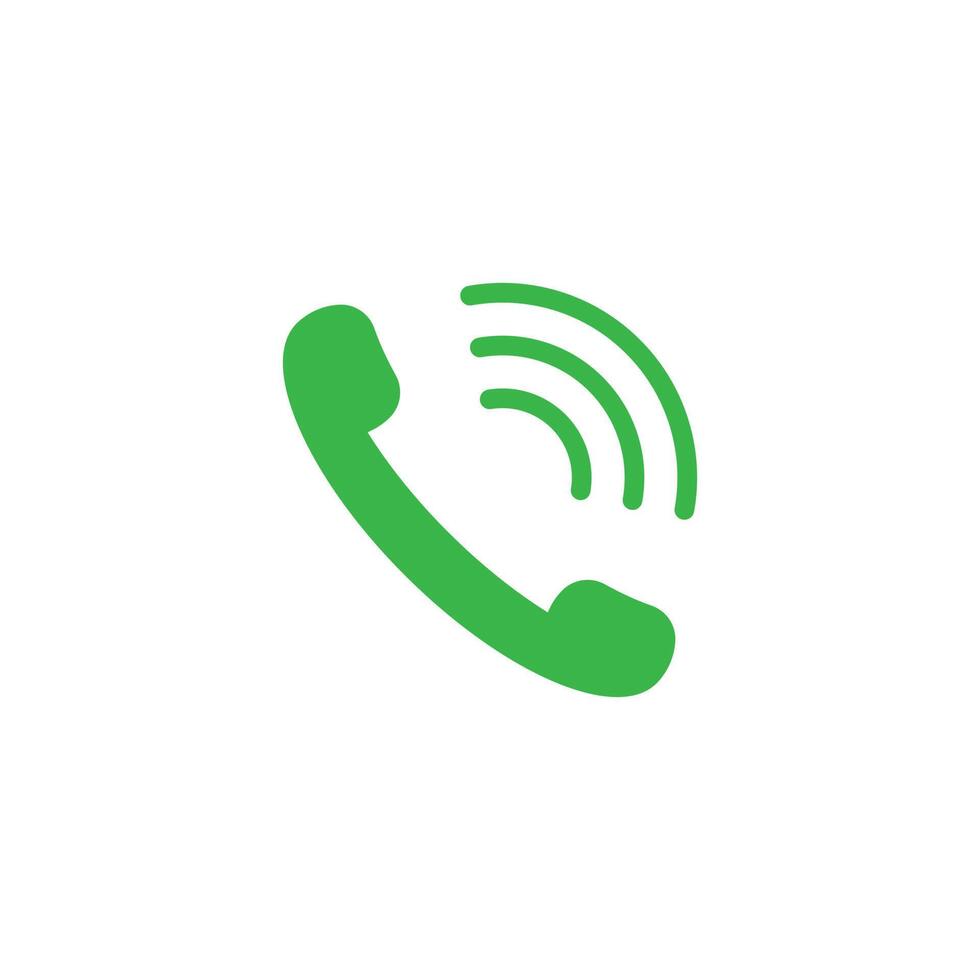 eps10 green vector phone call or telephone abstract icon isolated on white background. Contact us or hotline symbol in a simple flat trendy modern style for your website design, logo, and mobile app