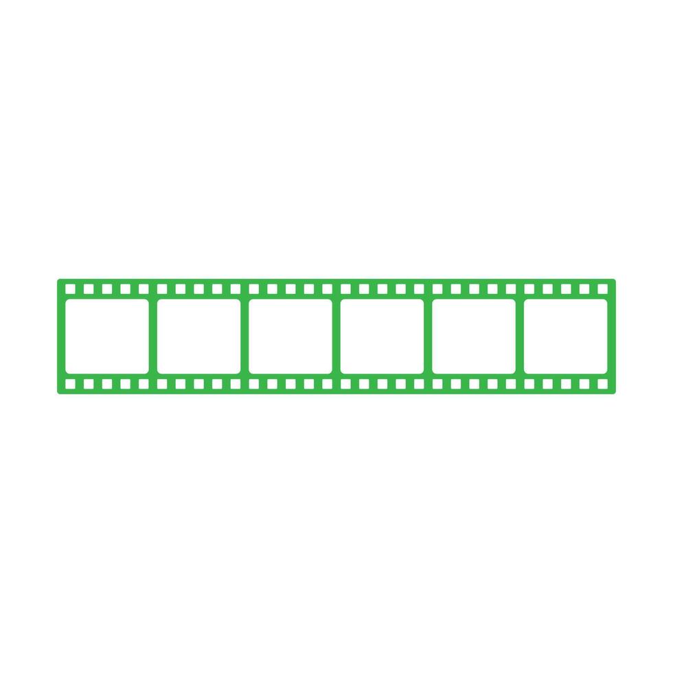 eps10 green vector film strip roll 35mm blank slide frame icon isolated on white background. Frame picture photography symbol in a simple flat trendy modern style for your website design, and logo