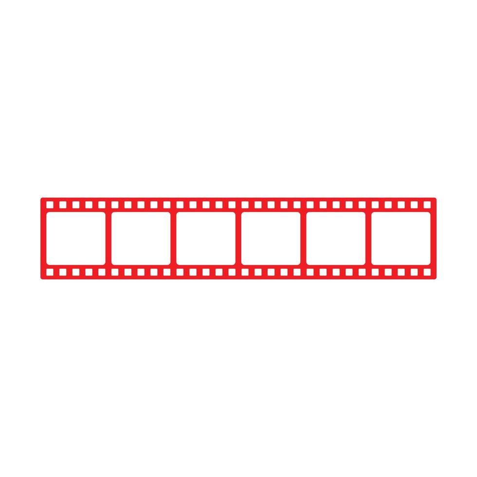 eps10 red vector film strip roll 35mm blank slide frame icon isolated on white background. Frame picture photography symbol in a simple flat trendy modern style for your website design, and logo