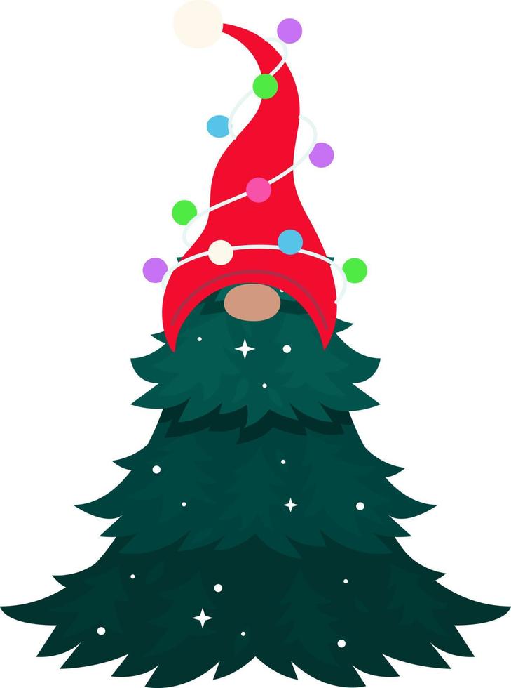 Christmas tree gnome. christmas tree with santa claus vector