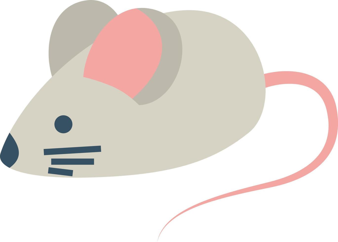 Gray mouse with a pink tail. vector