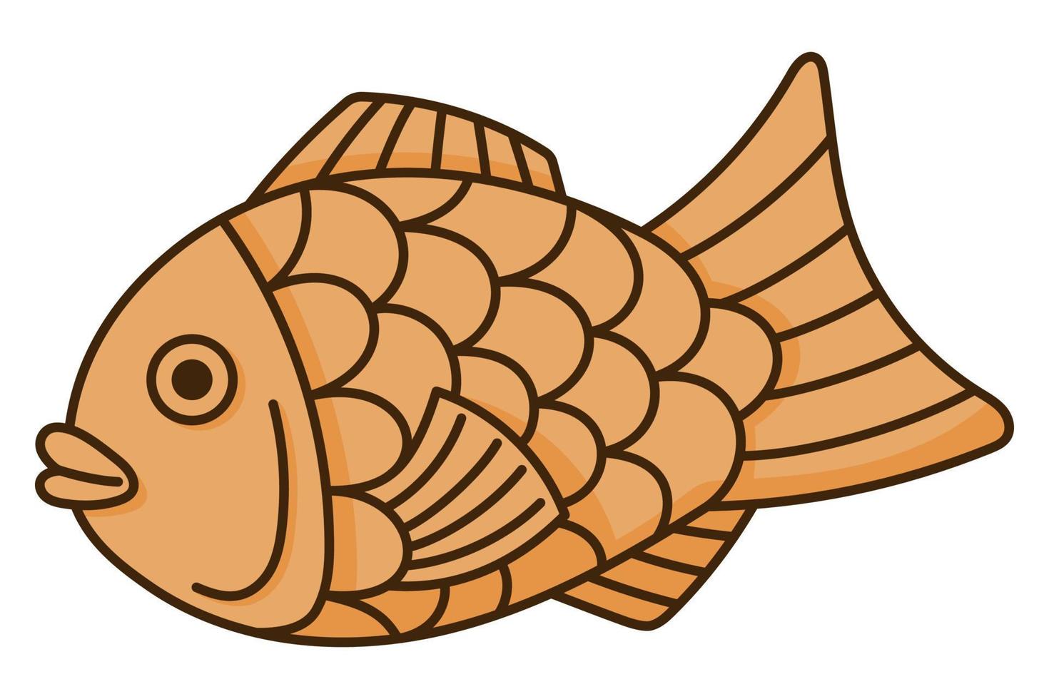 Taiyaki japanese pastry. Fish shaped cake stuffed with red adzuki bean. Japanese street food vector