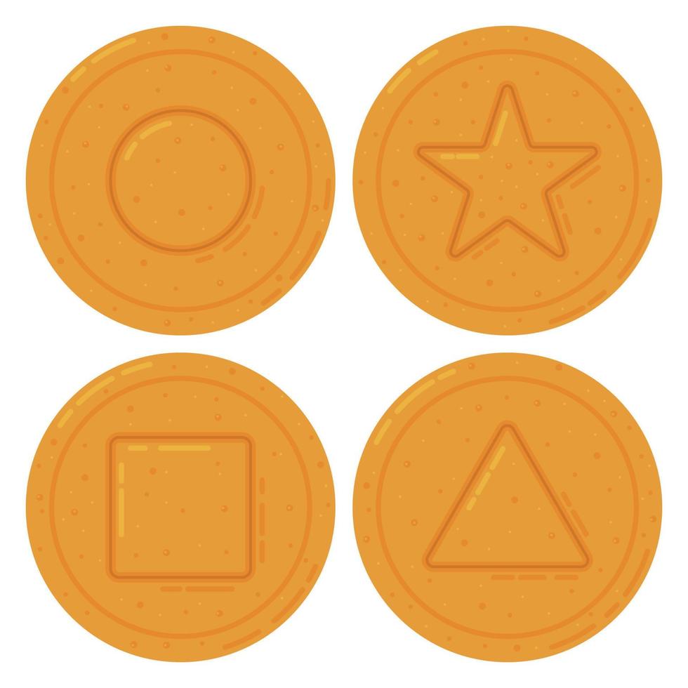 Set of Korean Dalgona Candy Square, Triangle, Star and Circle Shape. Sugar Honeycomb vector