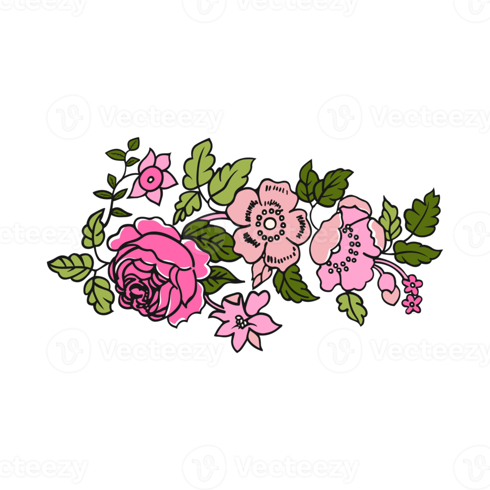 Beautiful Floral graphics isolated on Png transparent background