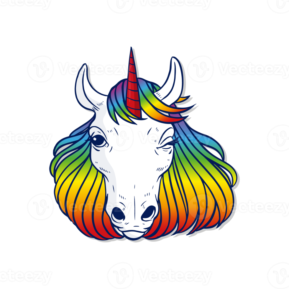 Cute Cartoon Unicorn isolated on png transparent background