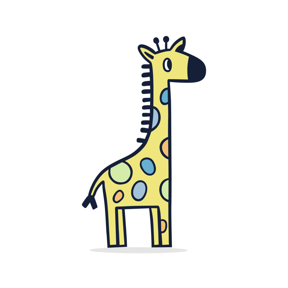 Flat style cartoon giraffe Png