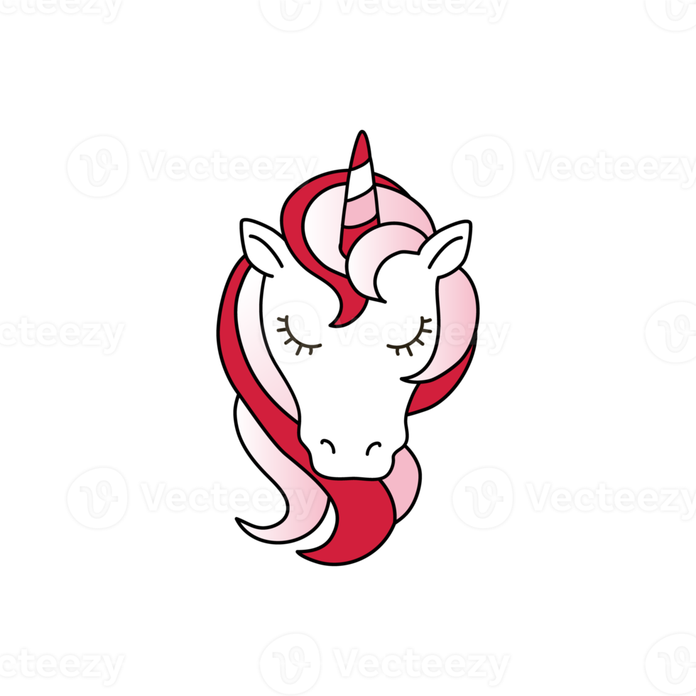 Cute Cartoon Unicorn isolated on png transparent background
