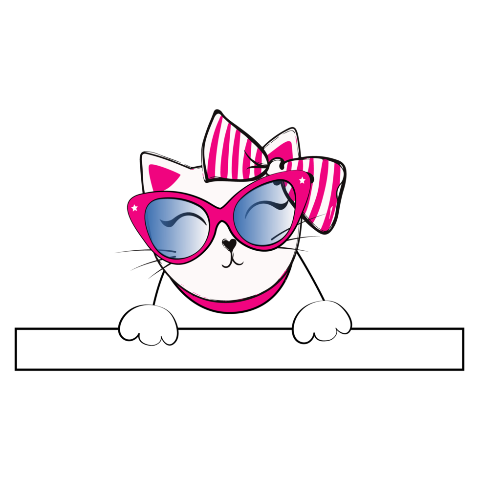 Creative cartoon cat Character illustration isolated on png transparent background