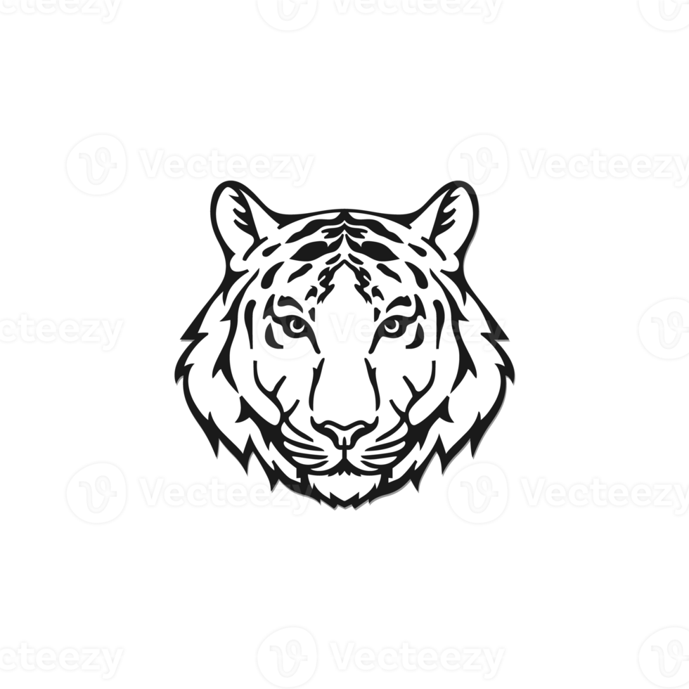 Tiger face illustration isolated on png transparent background