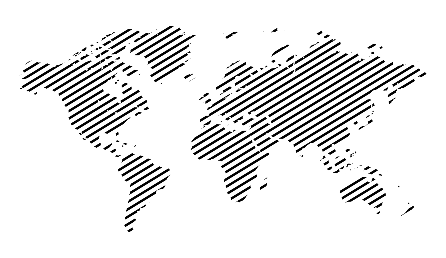 World map with cross line art illustration isolated on Png Transparent background