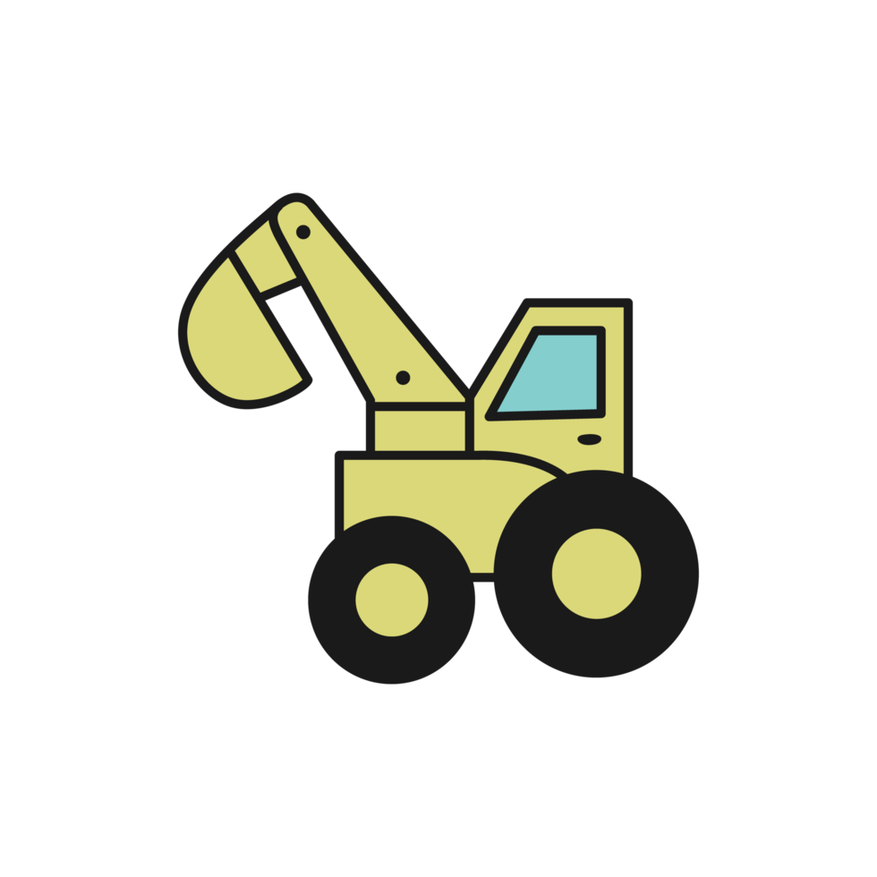 Excavation construction vehicle illustration isolated on png Transparent background