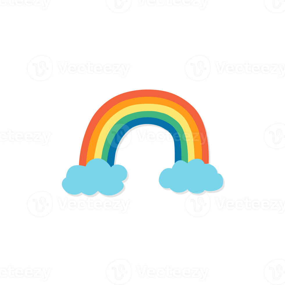 Rainbow with clouds png transparent background