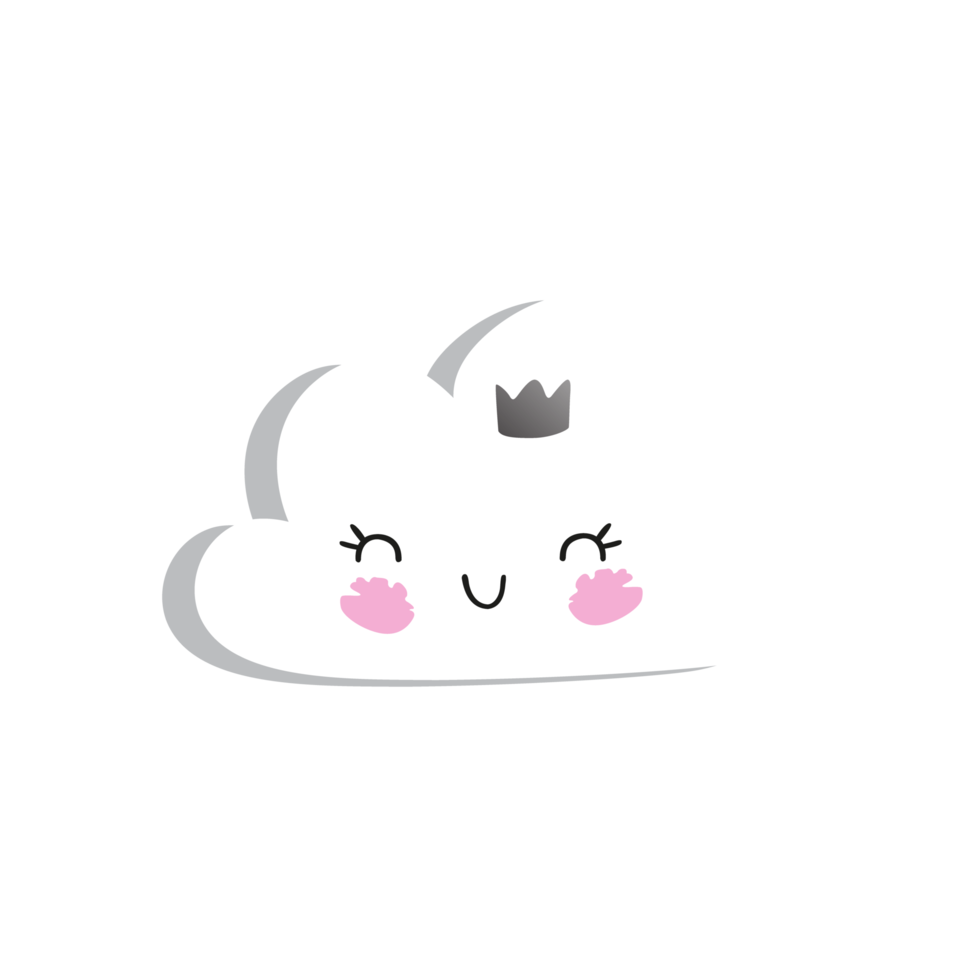 Cartoon cloud illustration isolated on Png Transparent background