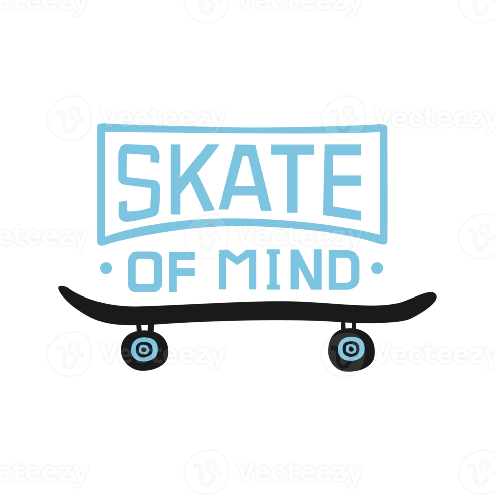 Skateboard with typography Illustration isolated on png transparent background