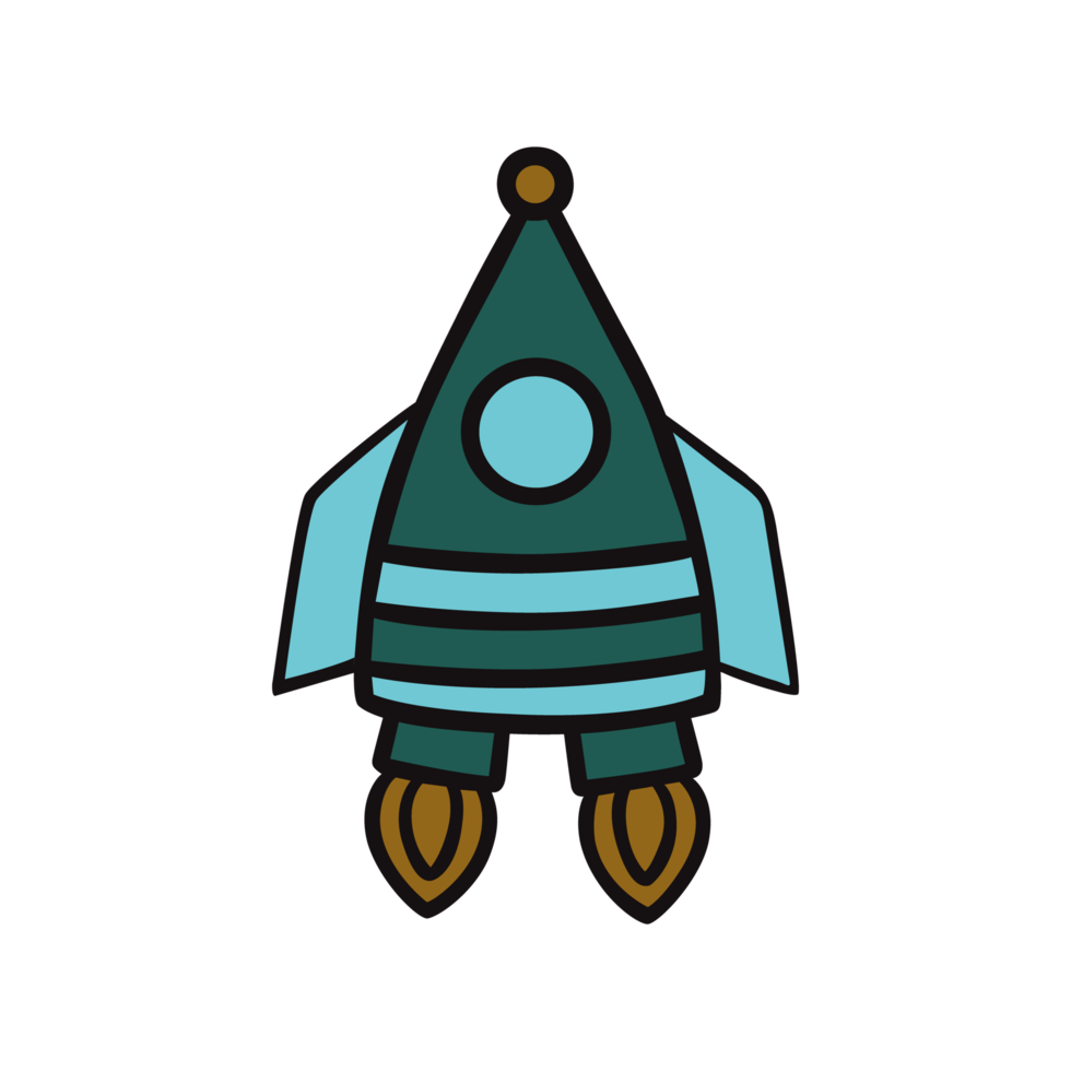 Flat style Cartoon Rocket illustration isolated on png transparent background