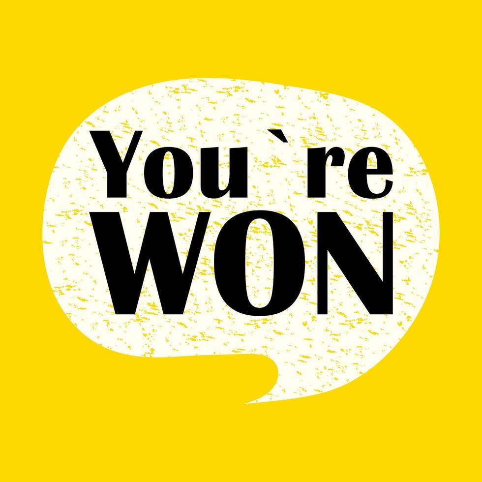 You are won. Beautiful yellow label vector