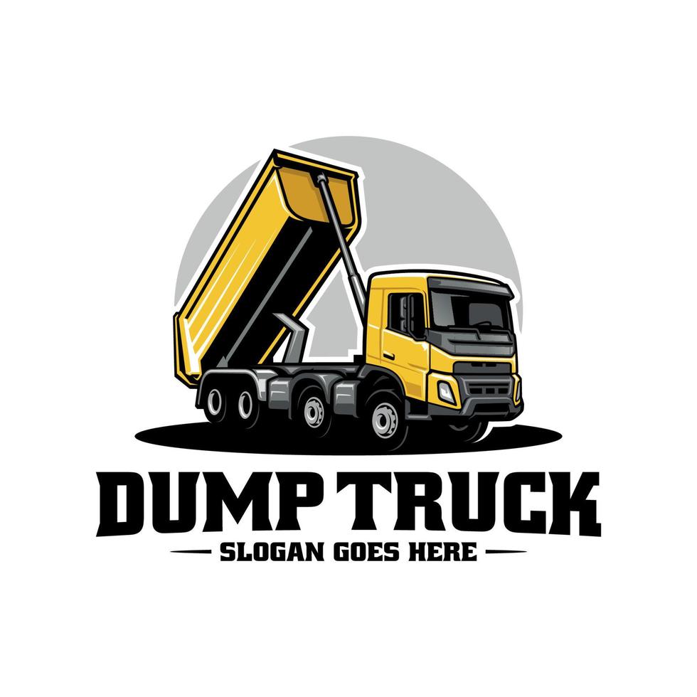 dump truck, trucking premium logo vector