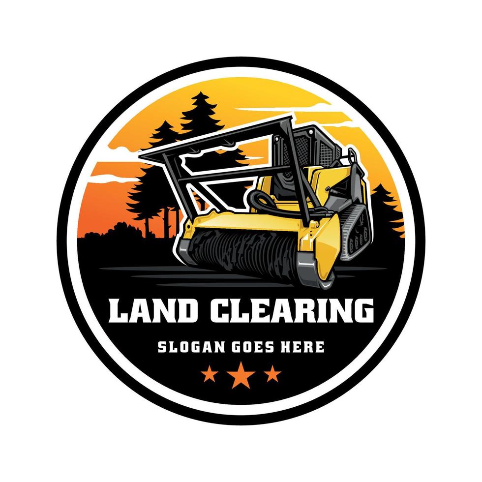 forestry mulching machine isolated logo with emblem style vector