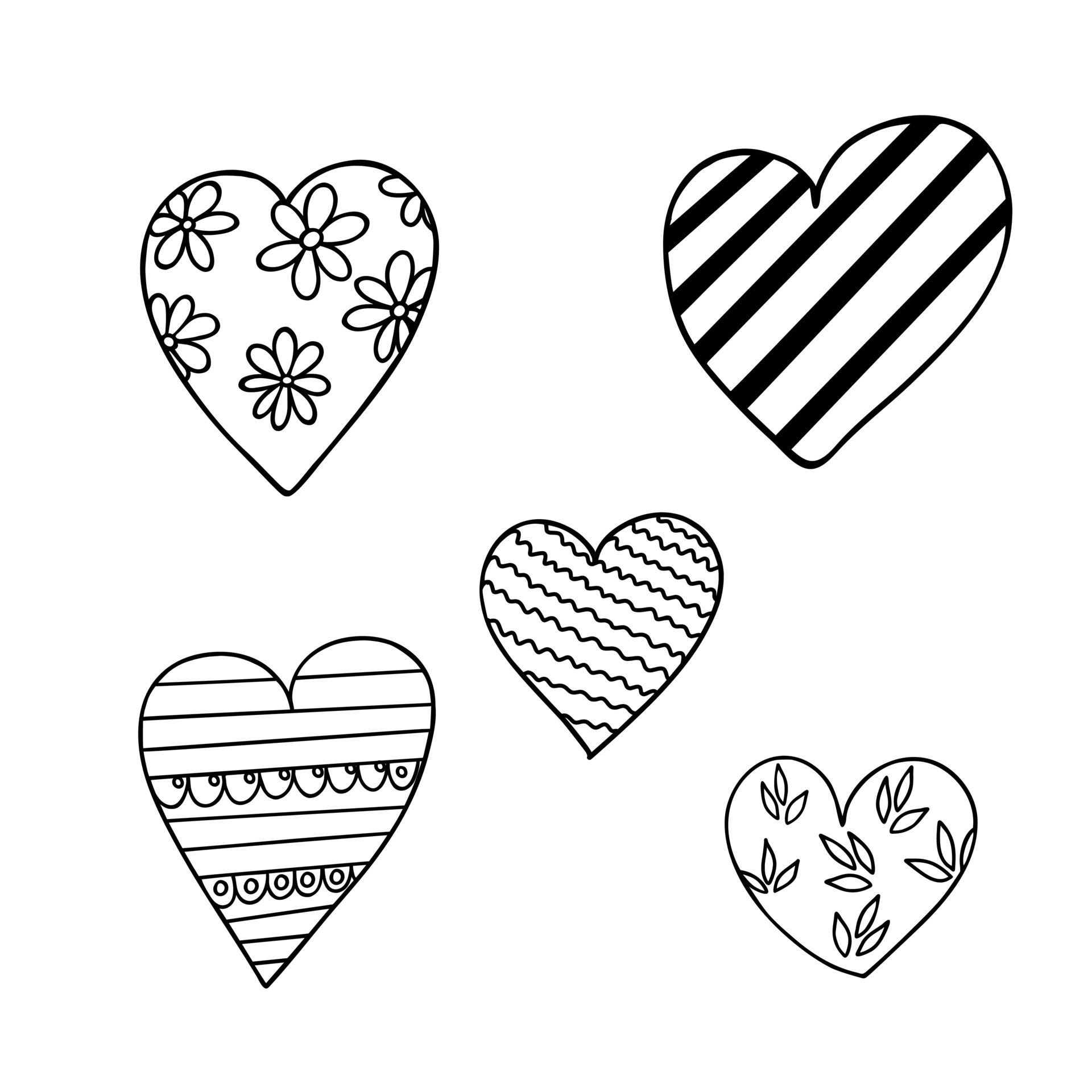 Outline st valentine heart shape filled with simple vector floral