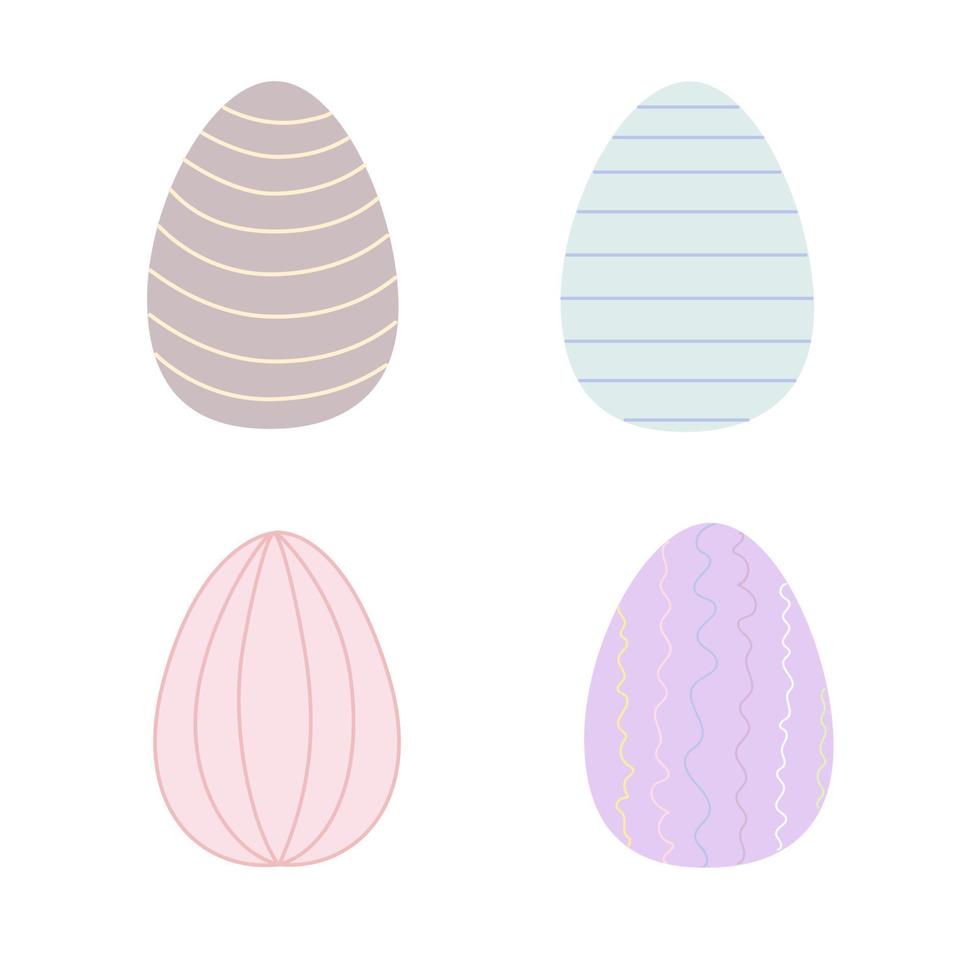 Easter holiday symbol colorful decorated eggs in pastel tones, flat style vector illustration for spring festive time decor, greeting cards, invitations, banners, web design