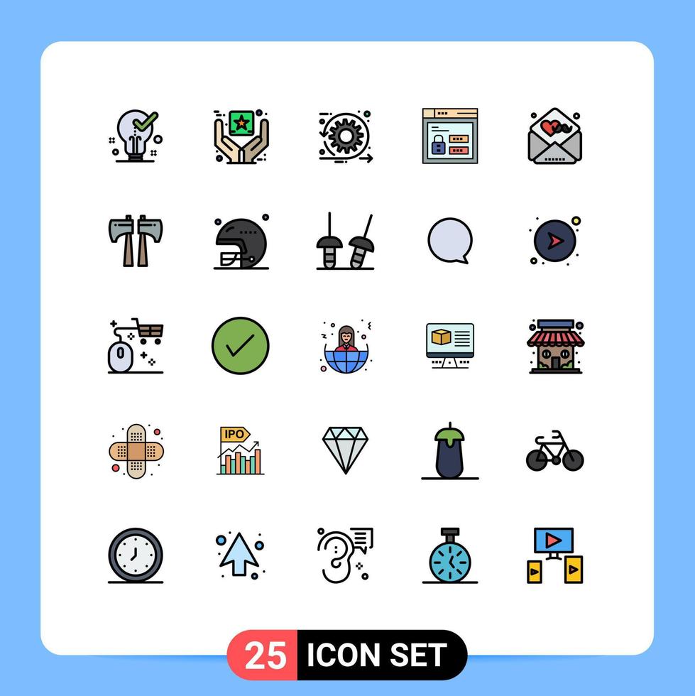 conjunto de 25 iconos de interfaz de usuario modernos signos de símbolos para elementos de diseño de vector editables de sprint de navegador de productos web de código