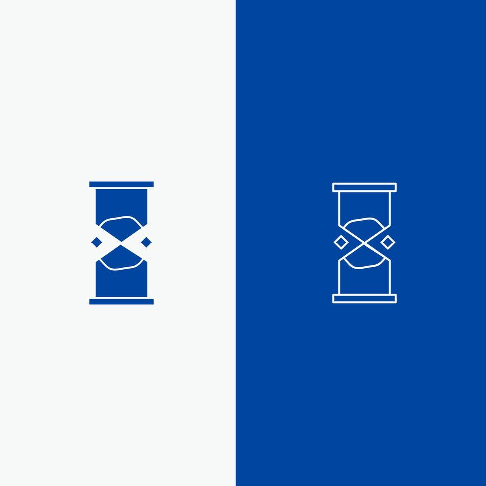 Hourglass Time Timer Watch Sand Line and Glyph Solid icon Blue banner Line and Glyph Solid icon Blue banner vector