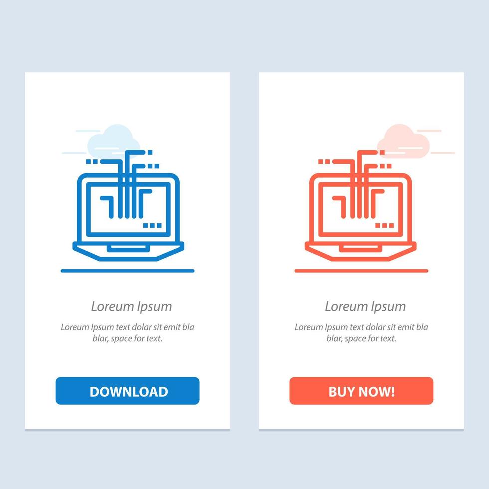 Computer Network Laptop Hardware  Blue and Red Download and Buy Now web Widget Card Template vector