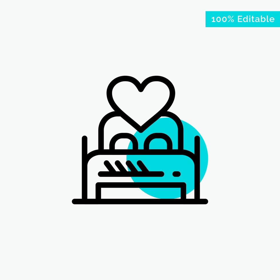 Bed Love Lover Couple Valentine Night Room turquoise highlight circle point Vector icon