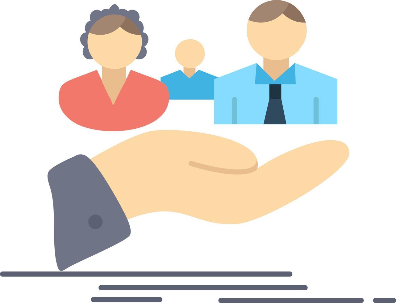 insurance health family life hand Flat Color Icon Vector